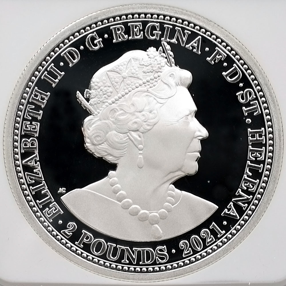 2021 セントヘレナスリーグレイセス £1プルーフ銀貨 NGC PF69UC0999