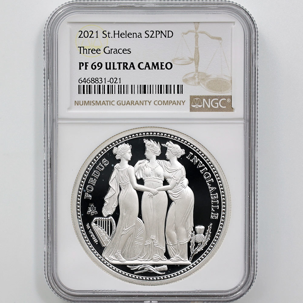 2021 セントヘレナスリーグレイセス £1プルーフ銀貨 NGC PF69UC0999